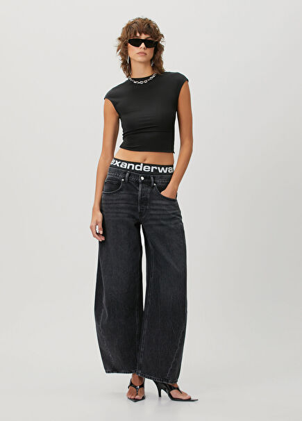 Loose Fit Koyu Gri Jean Pantolon