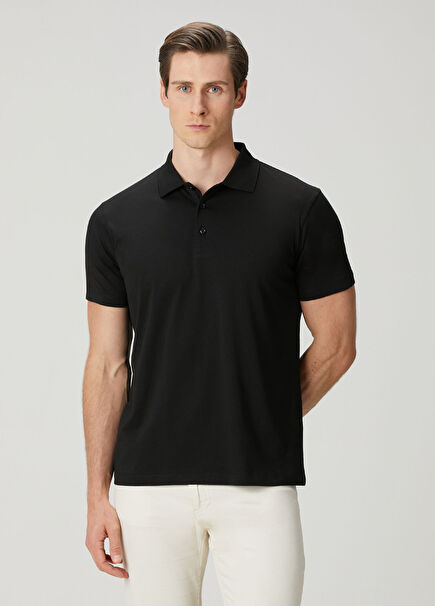 Monaco Qsimple Muscle Up Fit Siyah Polo Yaka Kısa Kollu Erkek T-shirt 