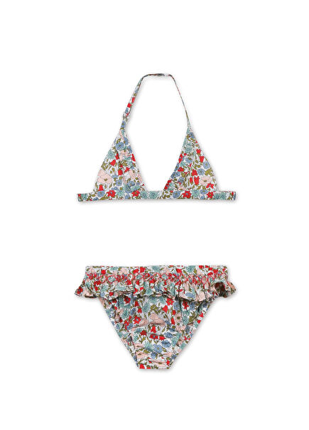 Çiçek Desenli Koton Kız Çocuk Bikini Takımı