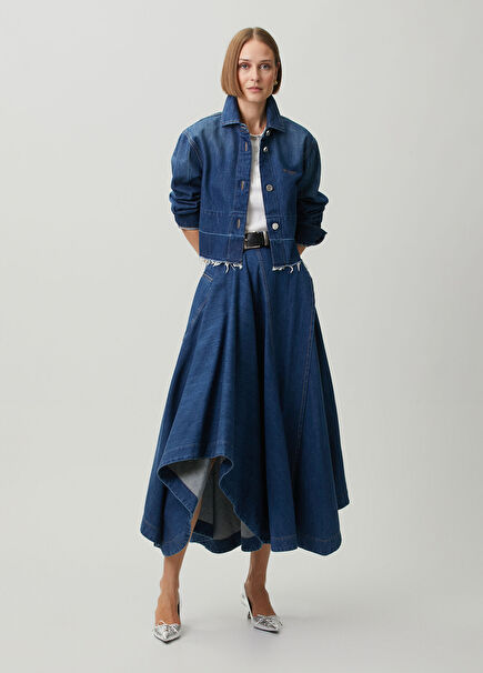 Mavi Asimetrik Denim Etek