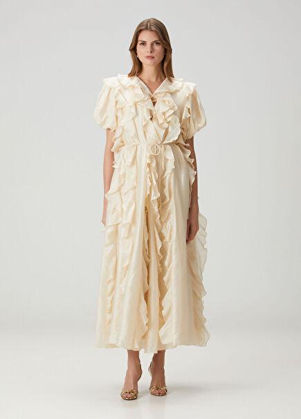 Voyager Cream Maxi Evening Dress