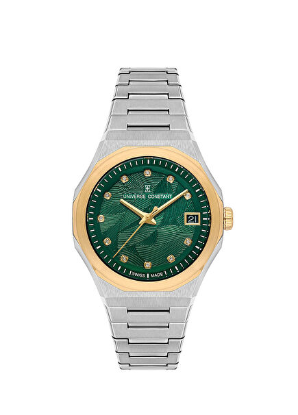 UC1038 Pırlantalı Metalik Gri Kadın Kol Saati