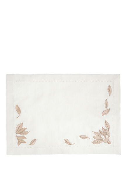 Yaprak Model Kırık Beyaz Keten 4'lü Amerikan Servis 30 x 50 cm