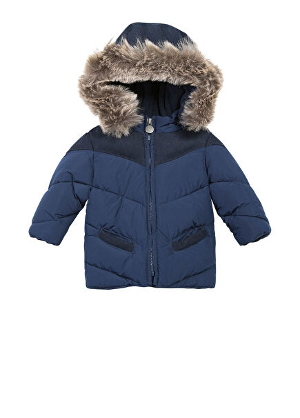 Navy Blue Hooded Baby Boy Puffer Jacket