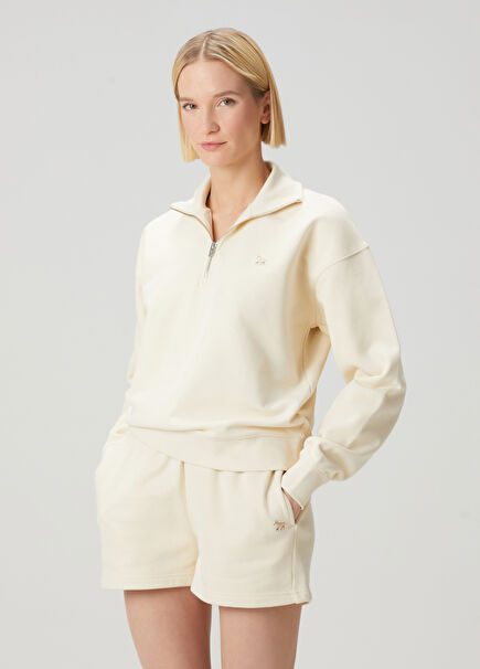 Cream Zipper Sweatshirt