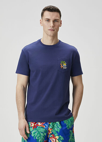 Blue Logo Embroidered T-Shirt