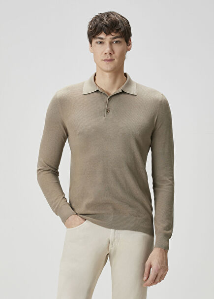 Bej Polo İpek Triko