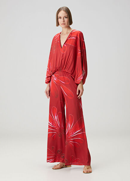 Leda Red Patterned Jumpsuit