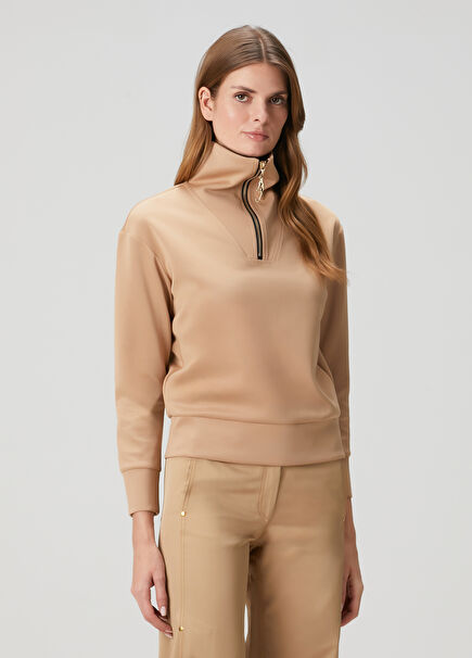 Vita Bej Baskılı Sweatshirt