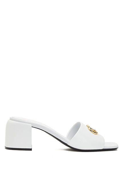 White Women's Leather Slippers