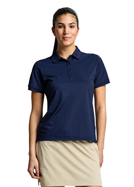 Ws Tech Pique Lacivert Polo Yaka Kısa Kollu Kadın T-Shirt