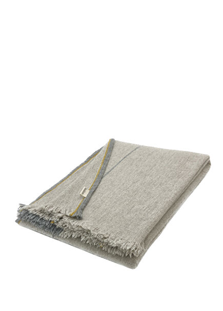 Astana Wool and Linen Embroidered Beige Sofa Cover 130x170 cm