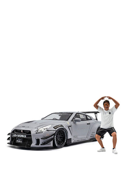 1:18 2024 Nissan GTR R35 Liberty Walk Edition Model Araba ve Wataru Kato Figür