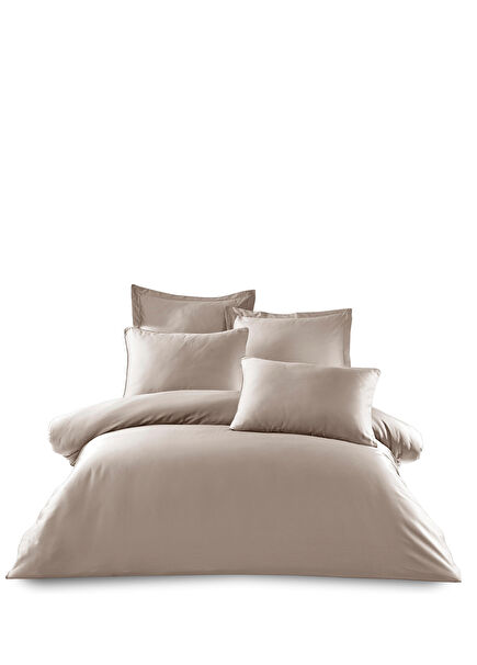 Palermo Bej Pamuk Saten Çift Kişilik Nevresim Takımı 200 x 220 cm 