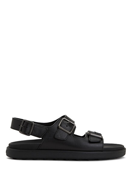 Black Men's Leather Sandals