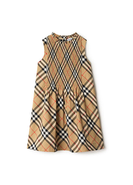 Bej Kolsuz Kız Çocuk Elbise