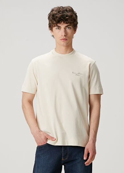 Grey Logo Embroidered T-Shirt