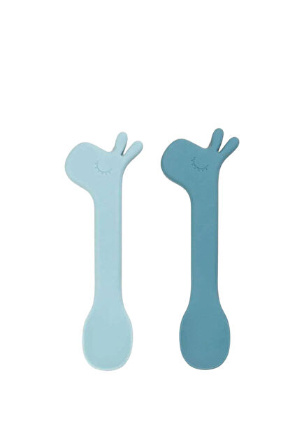 Lalee Blue Silicone Unisex Kids 2-Piece Spoon Set
