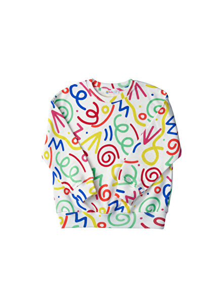 Colorful Printed Crew Neck Sweatshirt