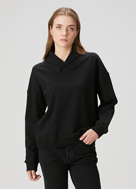Siyah Kapüşonlu Sweatshirt