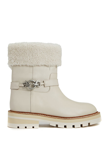 Ekru Kadın Deri Bot