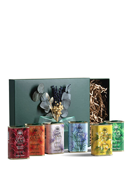 Floral Packaged Flavored 6-Piece Olive Oil Gift Box