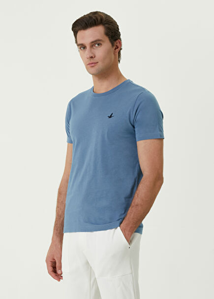 Mavi Kuş Nakışlı Basic T-shirt