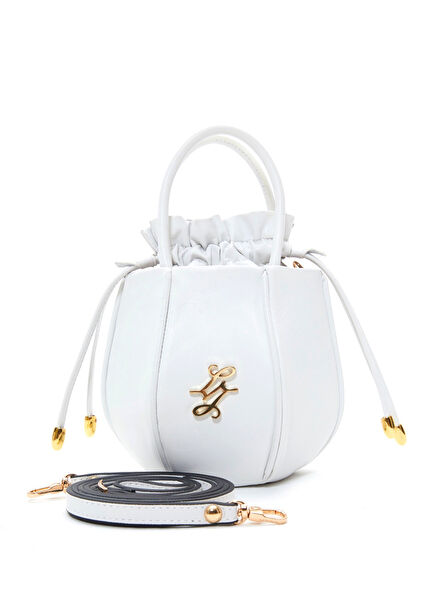 Forehead White Leather Women's Shoulder Bag