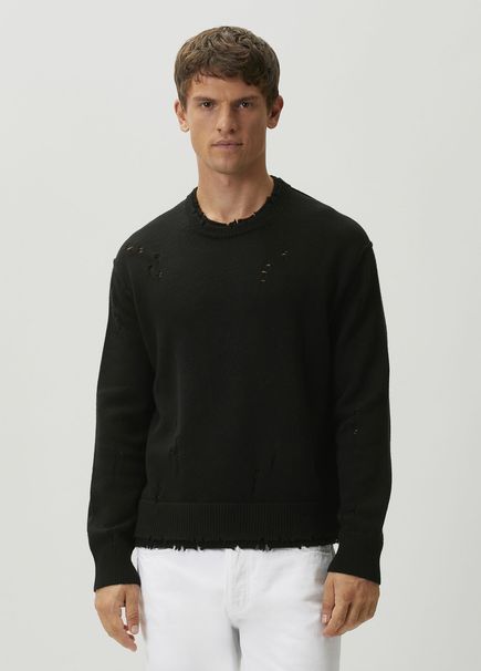 Wolf Black Wool Sweater