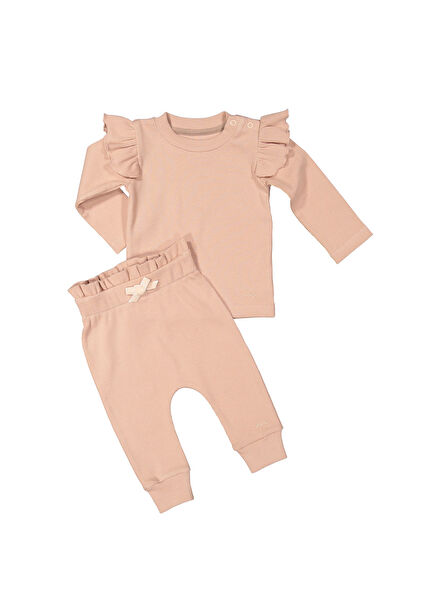 Gots Certified 100% Organic Cotton Ruffled Sweatshirt and Pants Set (0-4 years)