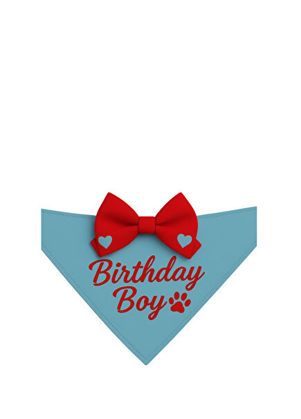 Mavi Birthday Kedi & Köpek Bandanası 