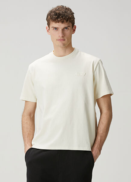 Cream Logo Detailed T-Shirt