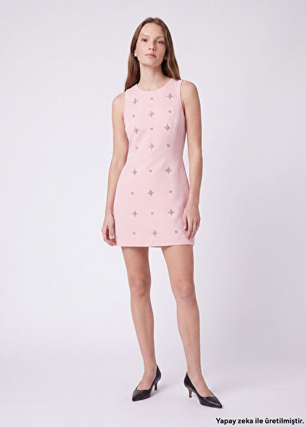 Pink Embellished Mini Cocktail Dress