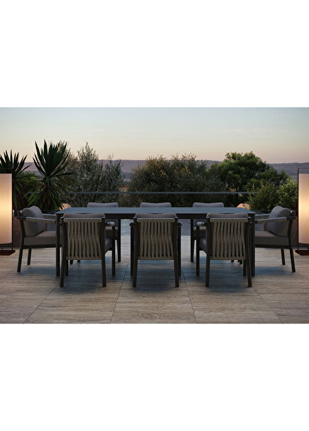 Lorvain Nightfall Antrasit Alüminyum 8 Kişilik Bahçe Masa Takımı