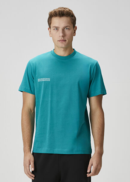 Yeşil Logo Baskılı Organik Pamuk T-shirt