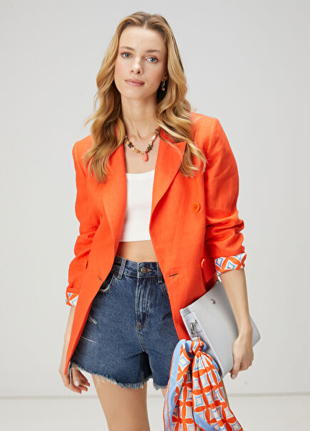 Coral Linen Blazer