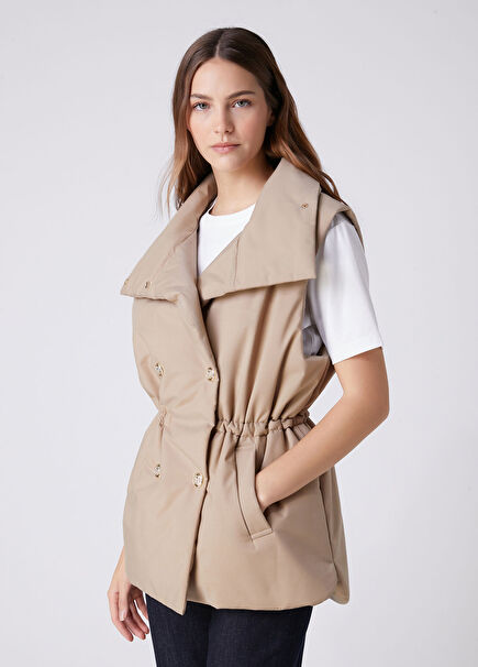 Beige Double-Breasted Vest