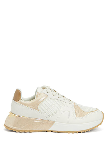 Krem Kadın Deri Sneaker