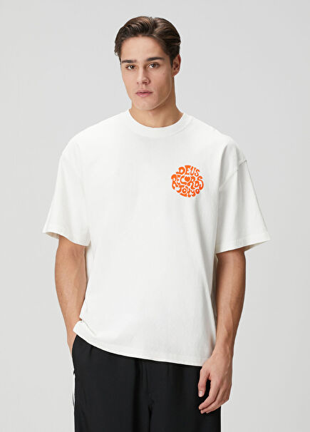 Beyaz Logo Baskılı T-shirt