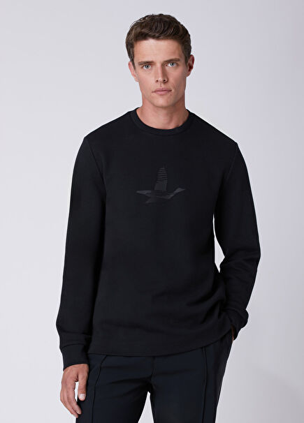 Comfort Fit Black Goose Artwork Long Sleeve Tshirt