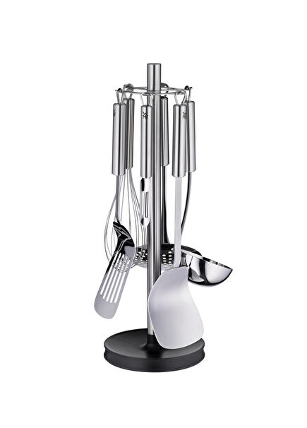 Profi Plus Silver Steel 7 Piece Kitchen Utensils with Stand