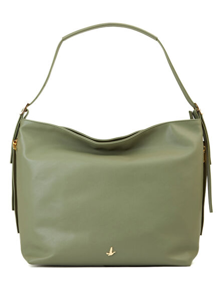 Women's Shoulder Bag With Khaki Logo