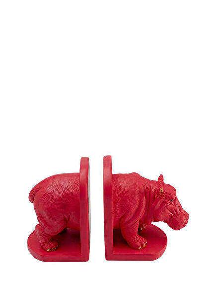 Bookend Rhino Party Kırmızı 2'li Kitap Tutucu 
