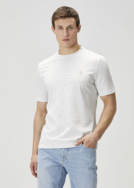Grey Logo Embroidered T-shirt