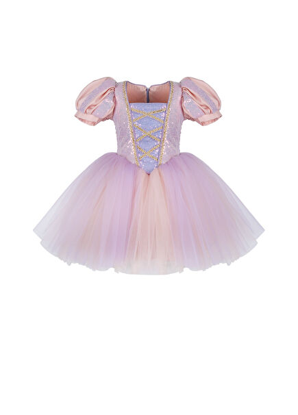 Mini Prenses V2 Renkli Kız Çocuk Rapunzel Kostüm
