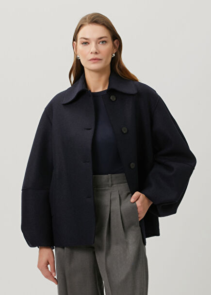 Navy Blue Wool Coat