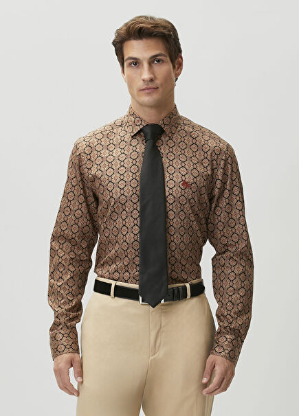 Black Brown Ethnic Patterned Shirt