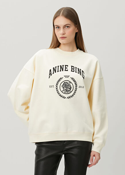 Kırık Beyaz Logolu Sweatshirt