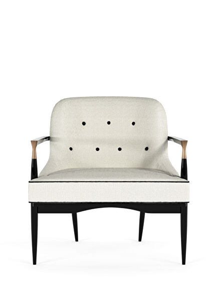 Morini Ahşap Ayaklı Beyaz Tekli Koltuk