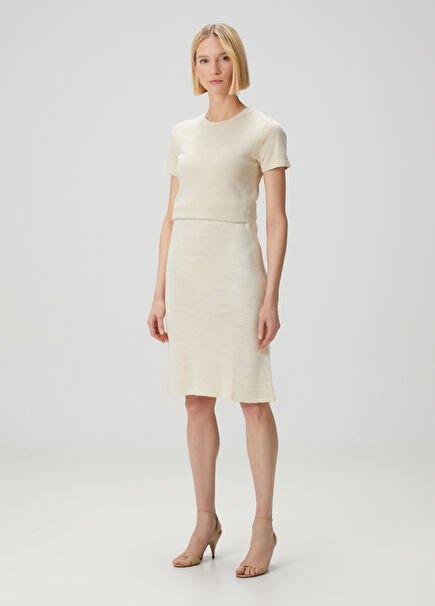 Ecru Midi Silk Skirt